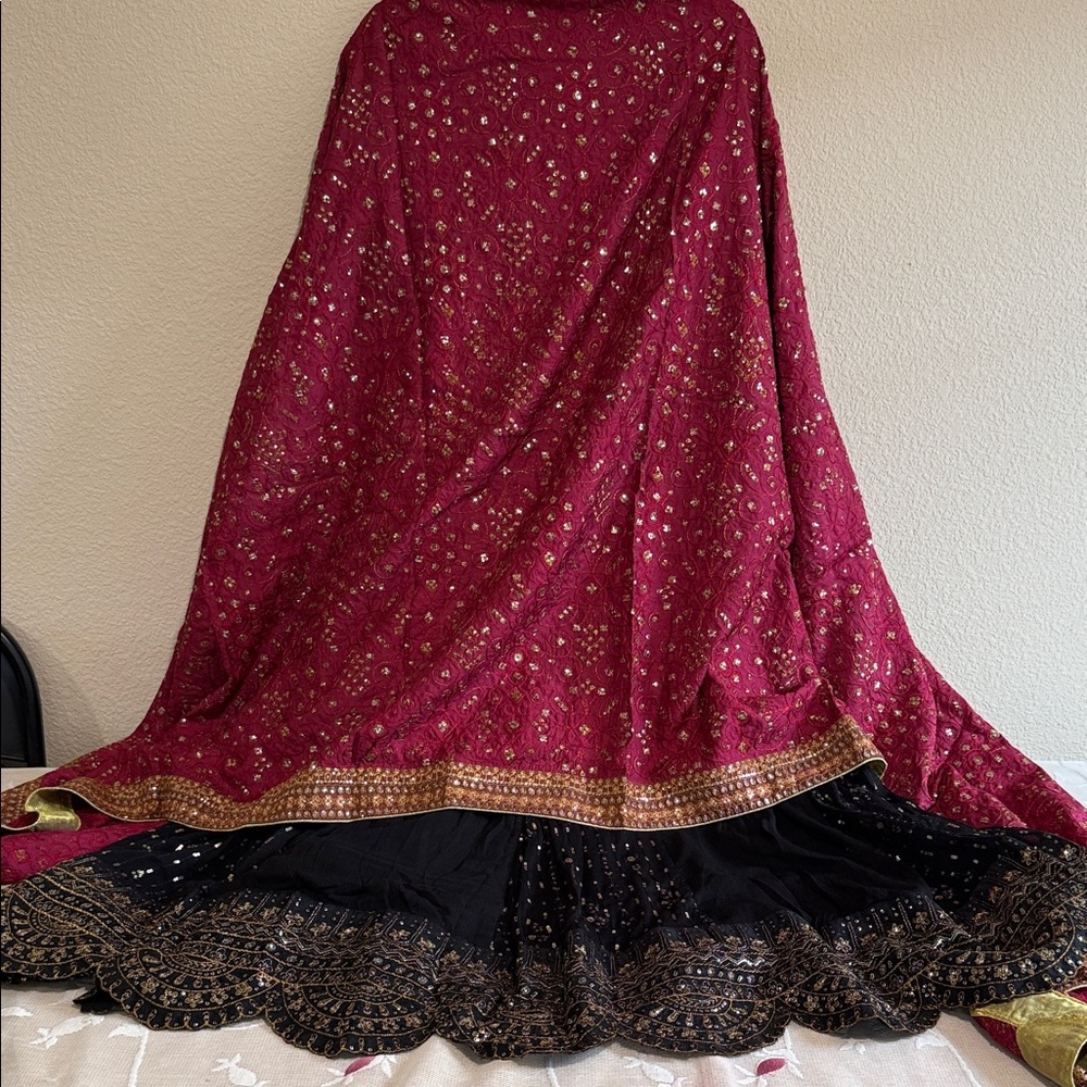 Three Piece Angrakha Style Long Pakistani Dress. New - Picture 10 of 12